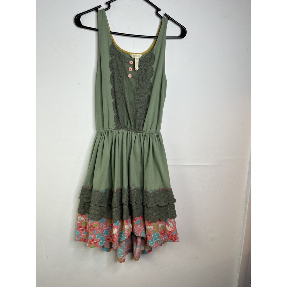 Matilda Jane Kids Size 4 Toddler XS Dress Tank Pink Green Floral Ruffle Stretch